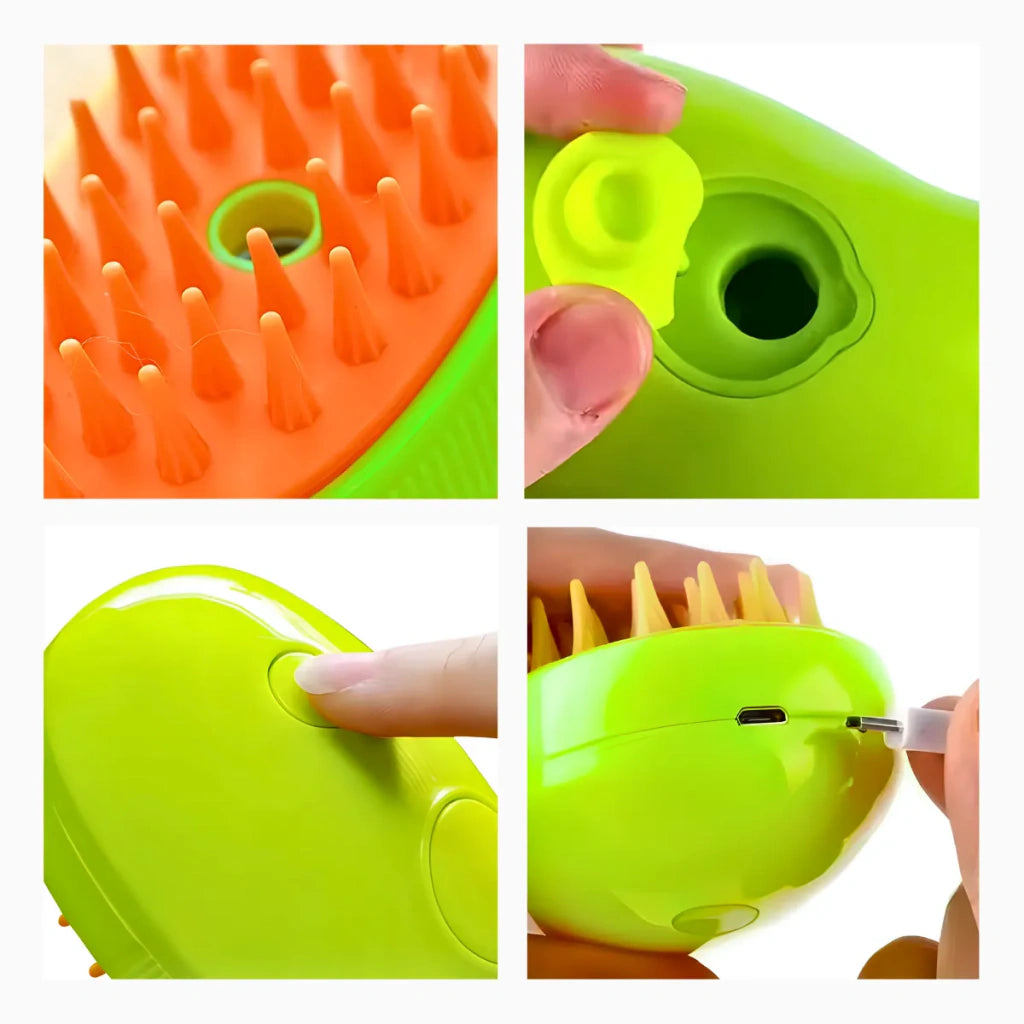 Cepillo Vapor Para Mascotas 3 En 1